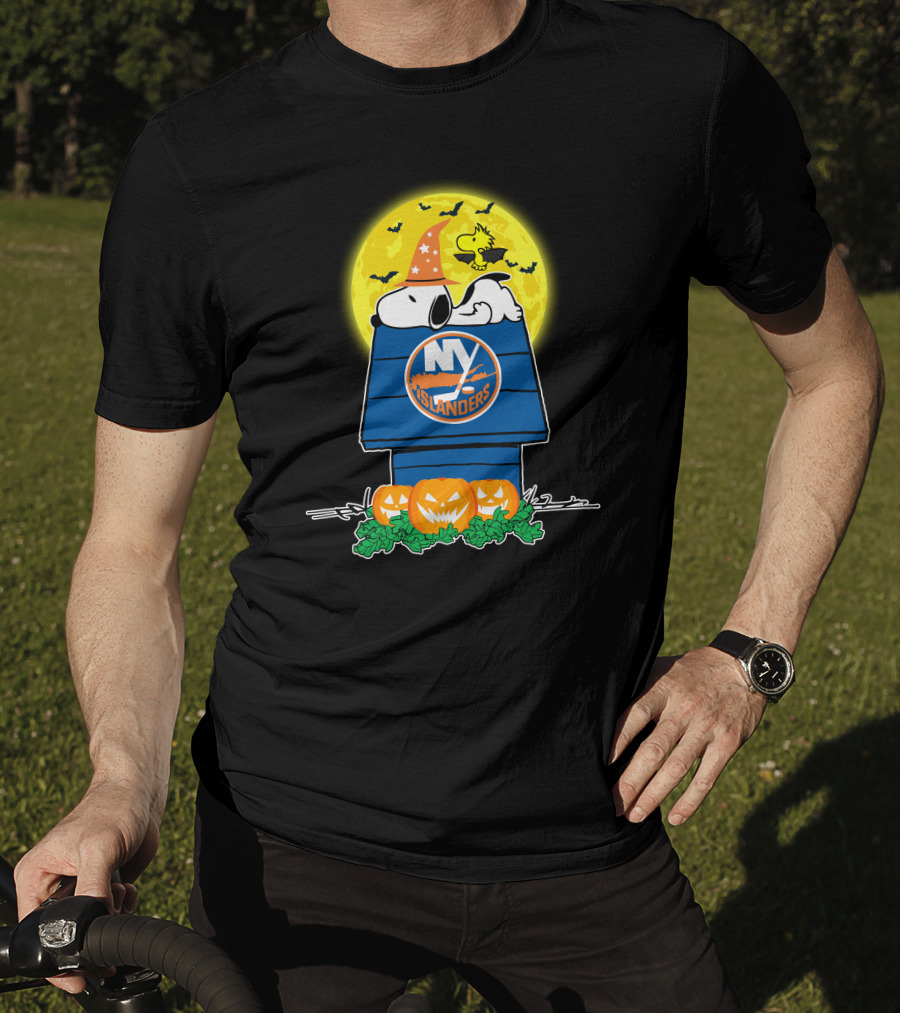 New York Islanders Snoopy Halloween Full Moon Pumpkins Wizards T-Shirt