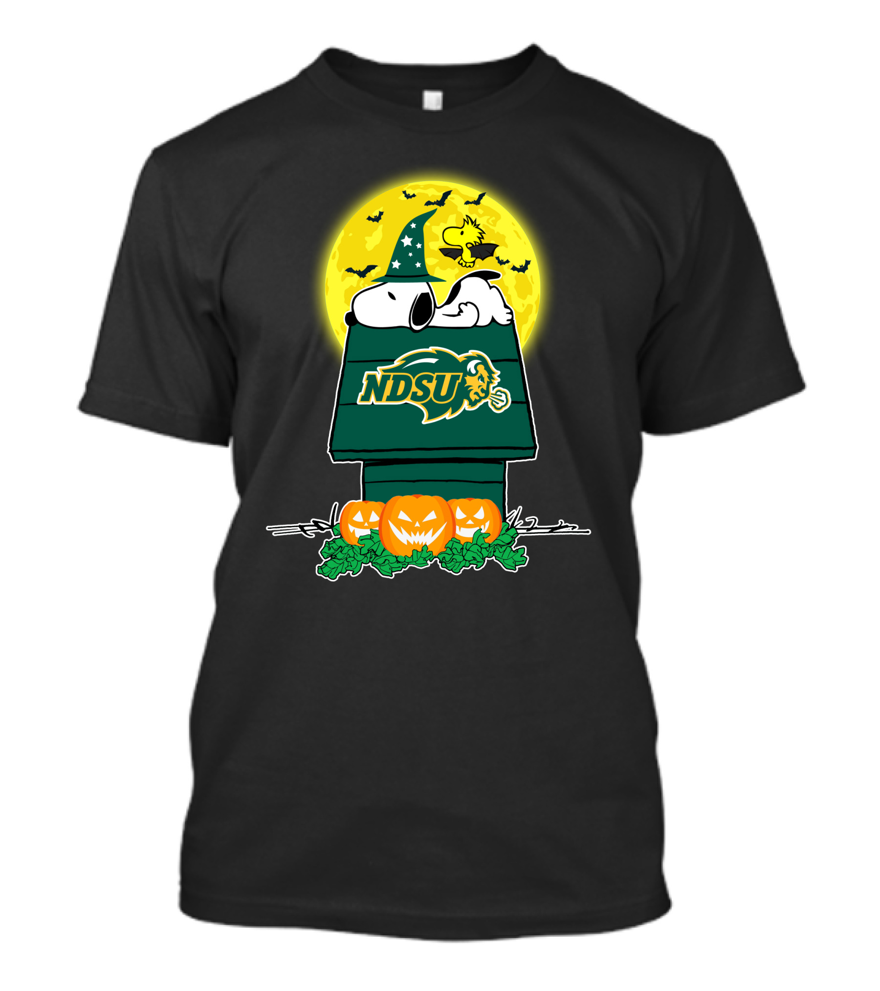 North Dakota State Bison Snoopy Halloween Moon Pumpkins T-Shirt