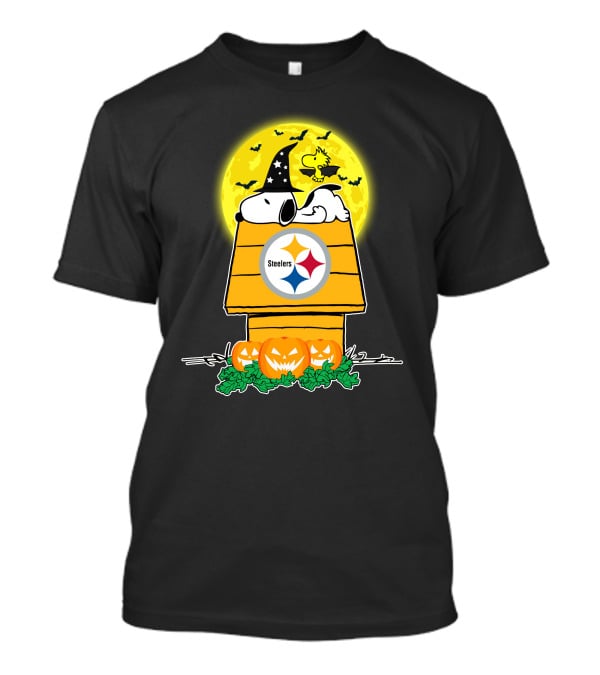 Pittsburgh Steelers Snoopy Woodstock Halloween Moon Pumpkins T-Shirt