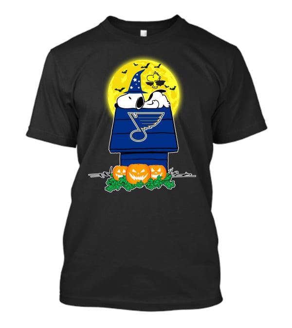 St Louis Blues Snoopy Halloween Moon Jack-O'-Lanterns T-Shirt