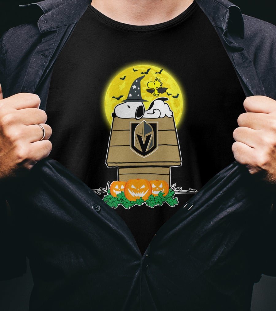 Vegas Golden Knights Halloween Snoopy And Woodstock Pumpkin House T-Shirt