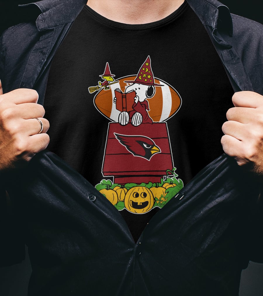 Arizona Cardinals Snoopy Halloween Football Pumpkin Scene T-Shirt