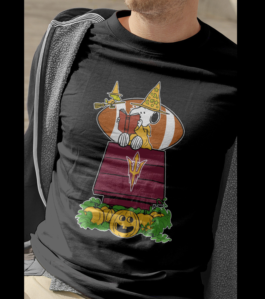 Arizona State Sun Devils Snoopy Halloween Football Charlie Brown Pumpkin T-Shirt
