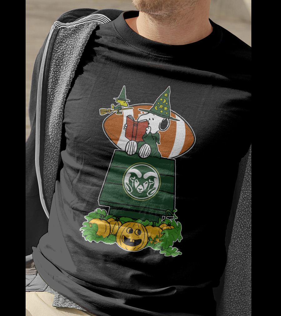 Colorado State Rams Snoopy Halloween Witch Hat Football Pumpkins T-Shirt