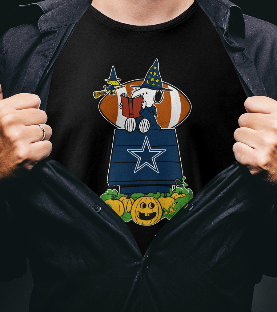 Dallas Cowboys Snoopy Halloween Pumpkin Peanuts Football T-Shirt