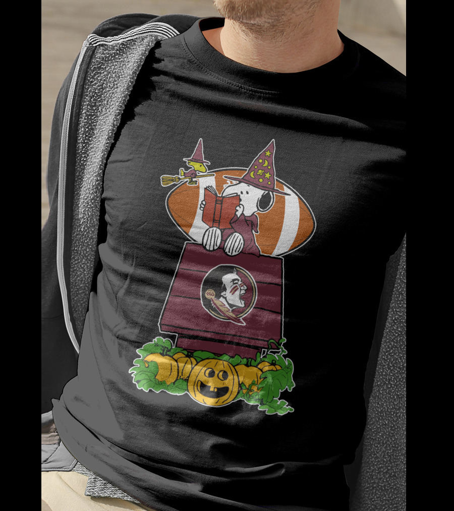 Florida State Seminoles Snoopy Halloween Witch And Pumpkins T-Shirt