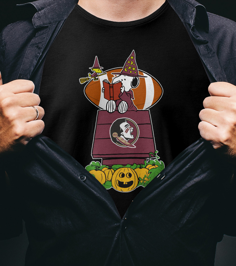 Florida State Seminoles Snoopy Halloween Witch And Pumpkins T-Shirt
