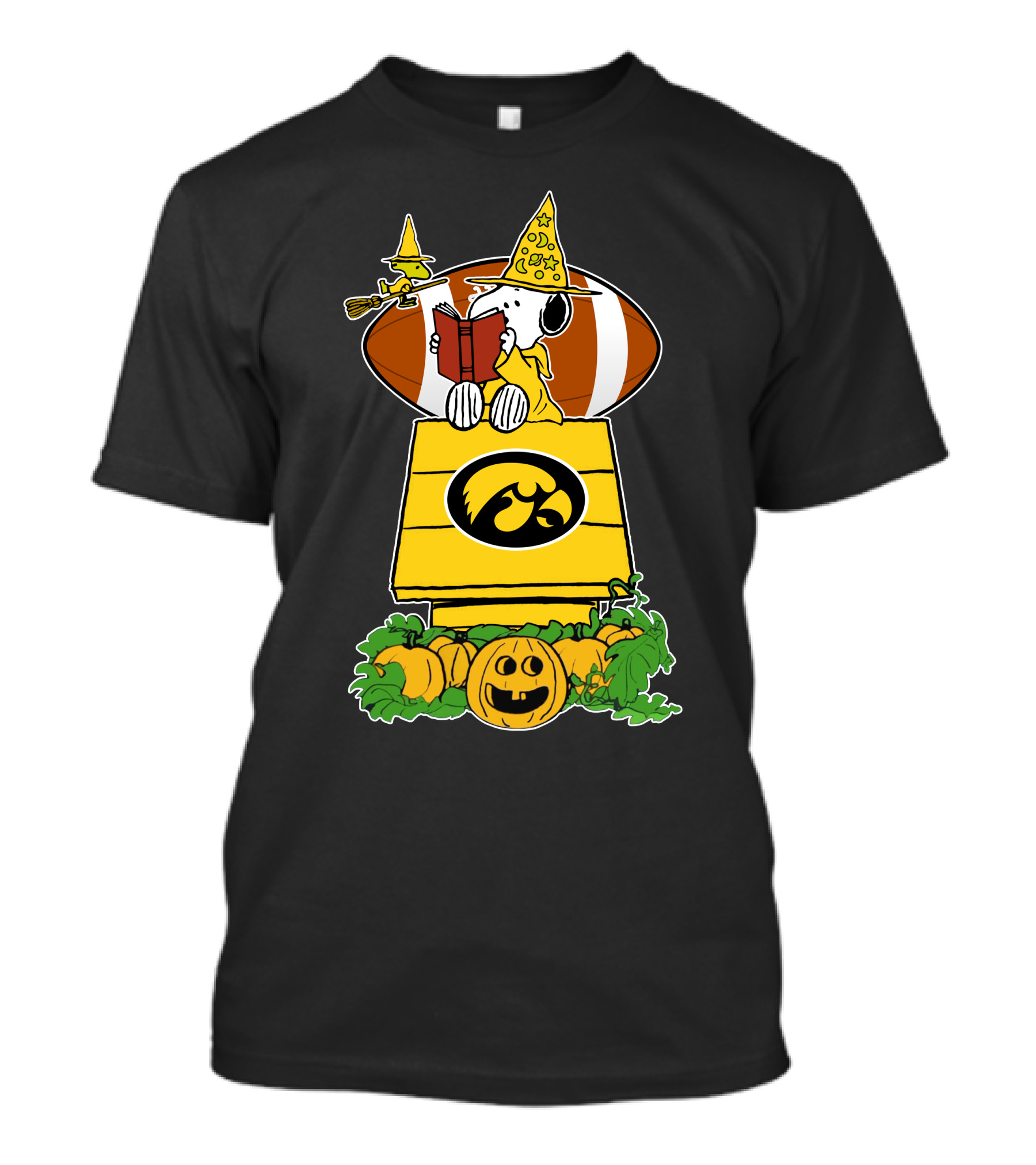 Iowa Hawkeyes Snoopy Halloween Football Pumpkin Scene T-Shirt
