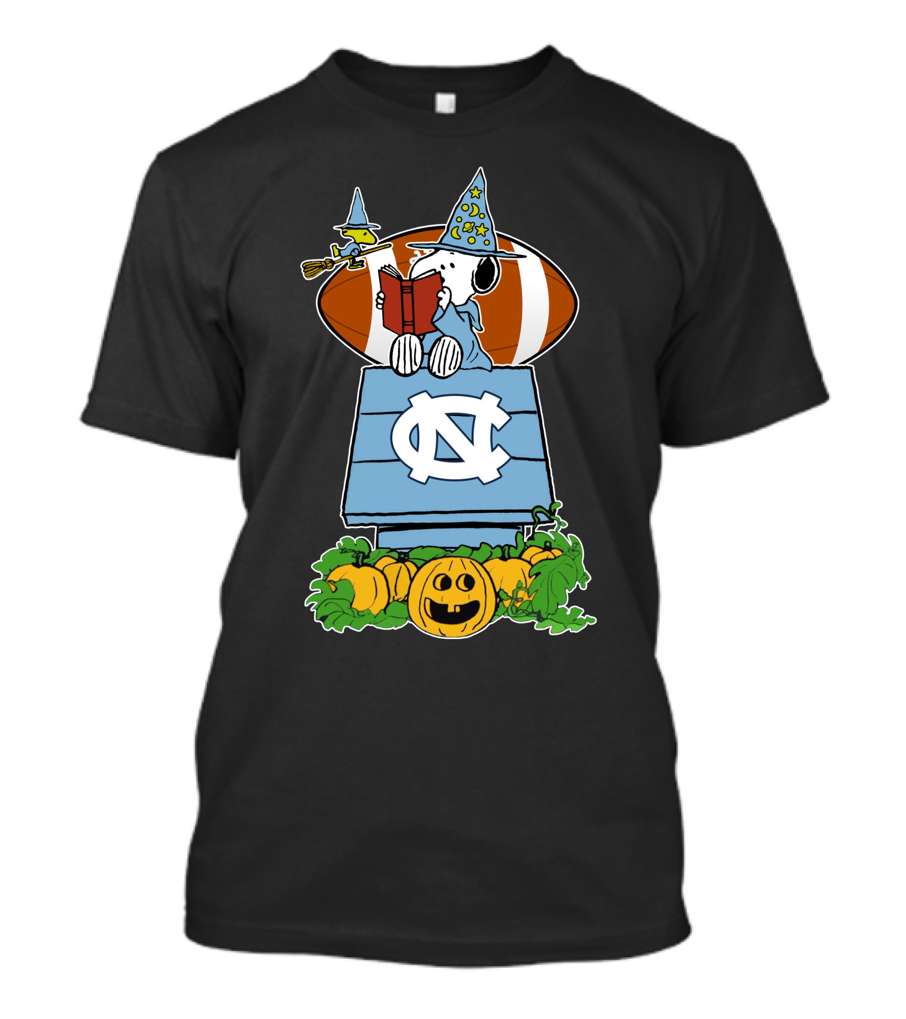 North Carolina Tar Heels Snoopy Halloween Pumpkin Wizard Football T-Shirt