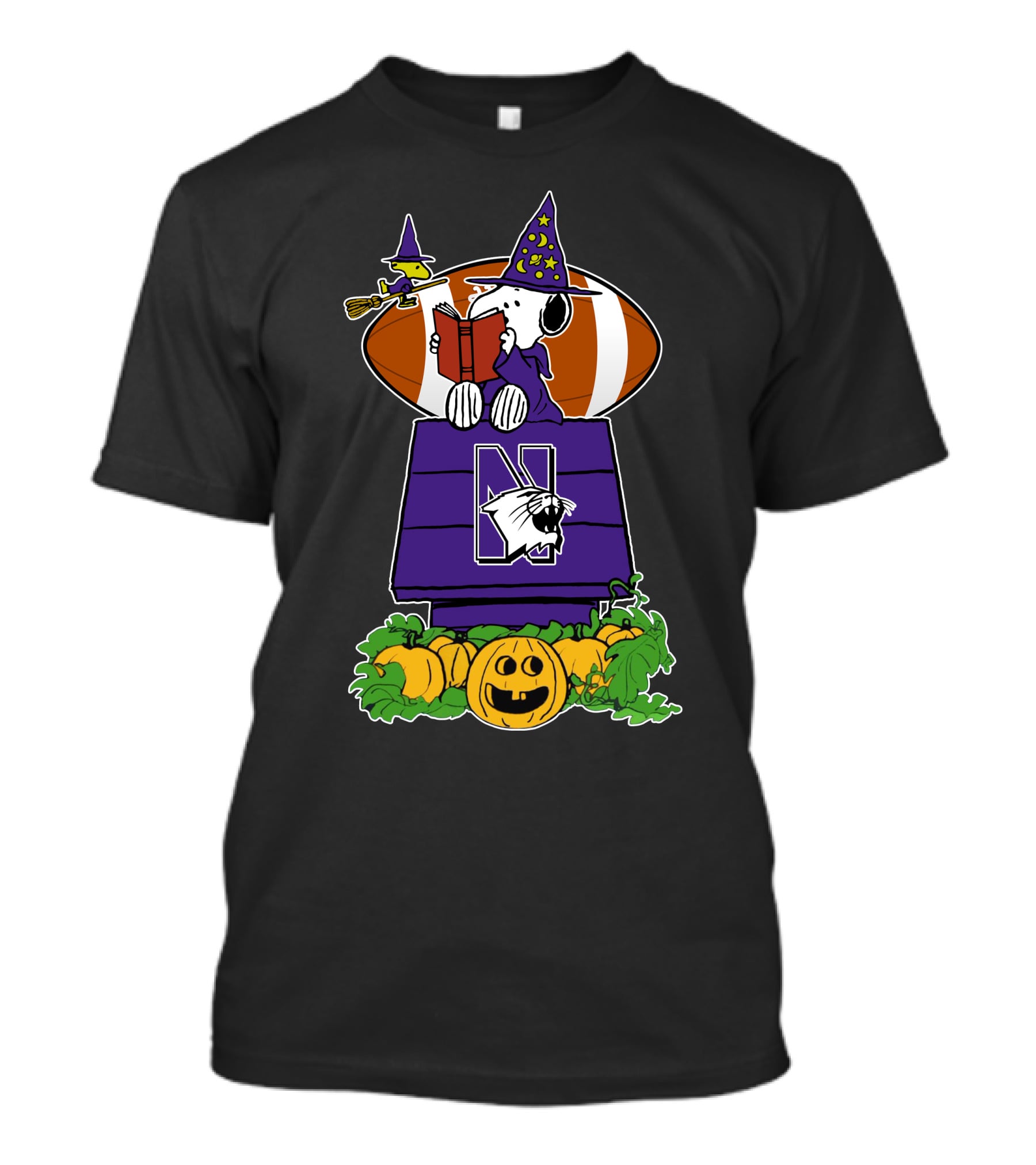 Northwestern Wildcats Halloween Snoopy Witch Football Pumpkin T-Shirt