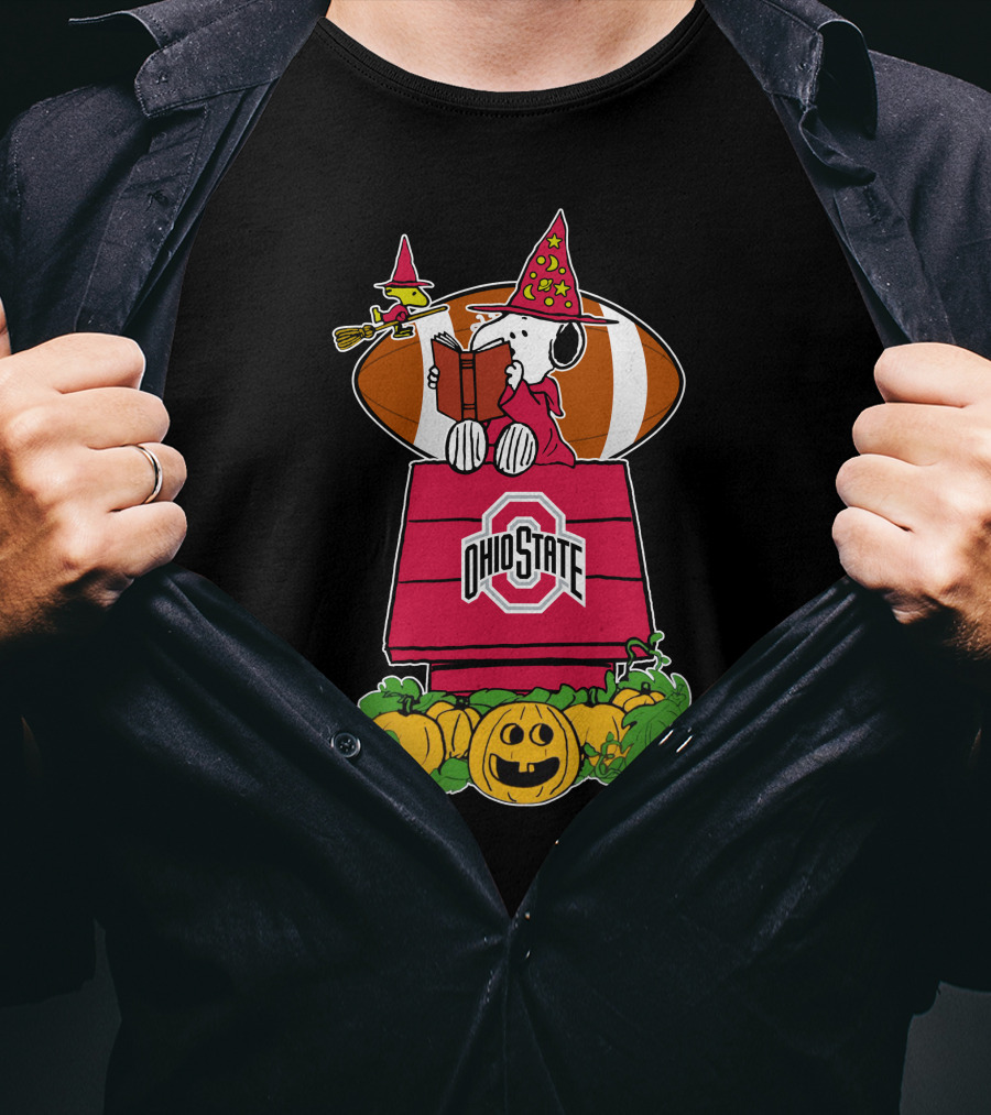 Ohio State Buckeyes Snoopy Woodstock Halloween Football Pumpkin T-Shirt