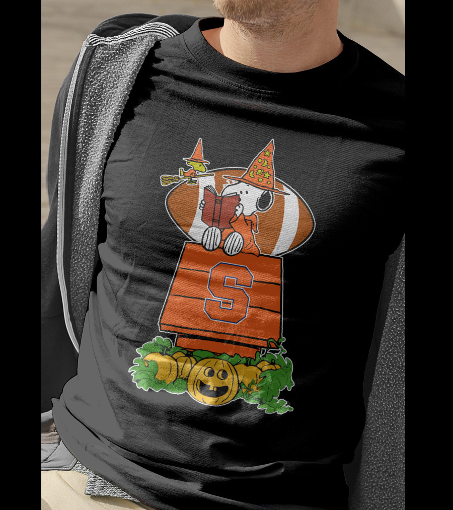 Syracuse Orange Snoopy Halloween Witch Hat Pumpkin Football House T-Shirt