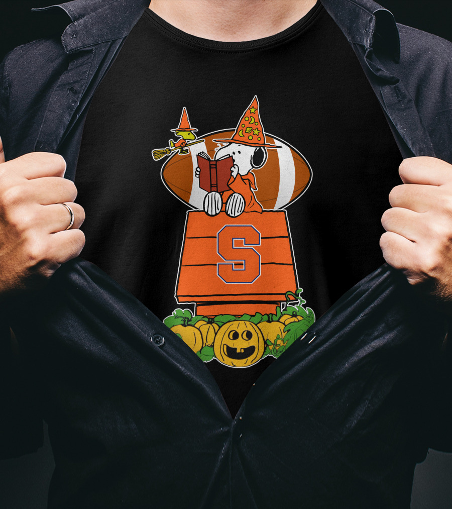 Syracuse Orange Snoopy Halloween Witch Hat Pumpkin Football House T-Shirt