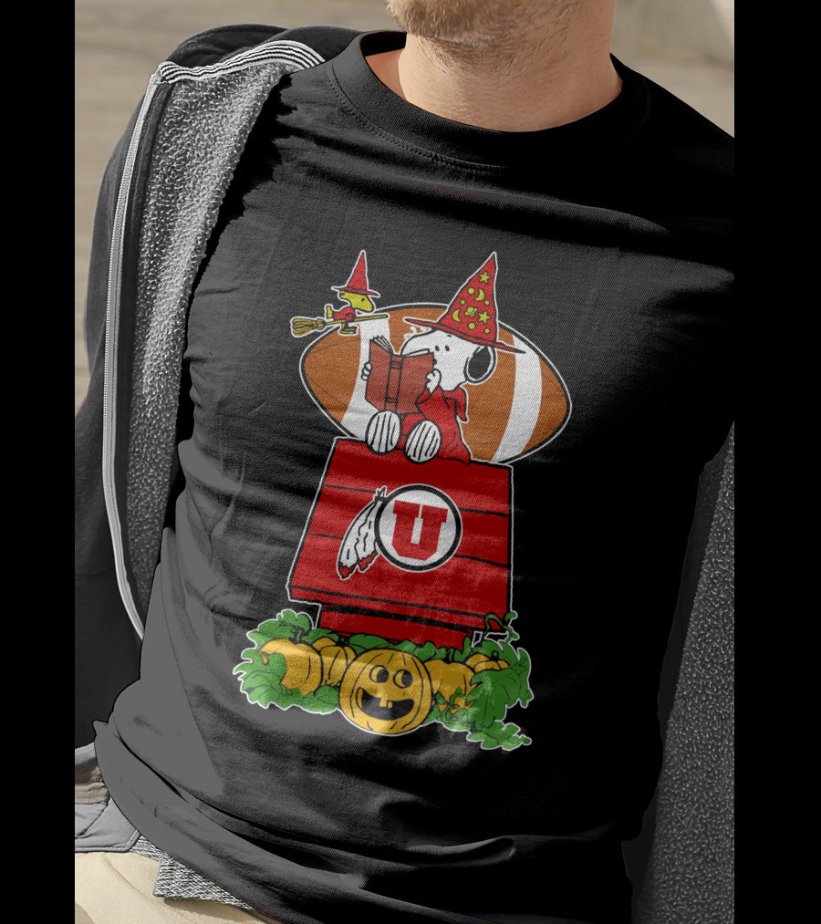 Snoopy Utah Utes Halloween Football Pumpkins T-Shirt
