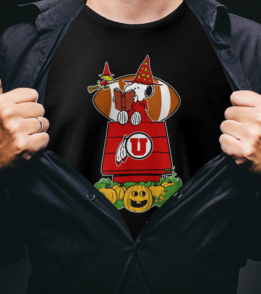 Snoopy Utah Utes Halloween Football Pumpkins T-Shirt
