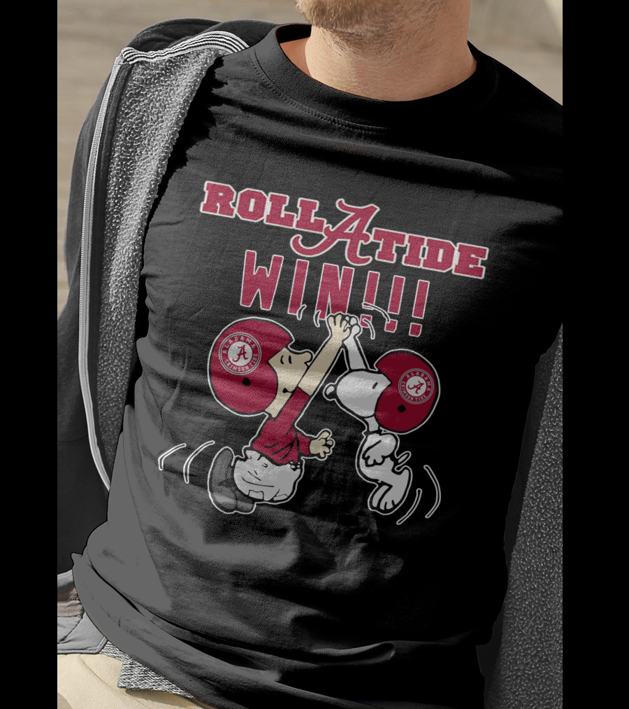 Roll Tide Alabama Crimson Tide Win Peanuts Characters High Five T-Shirt