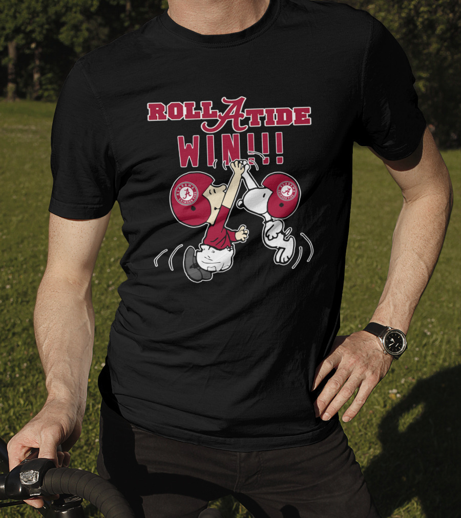 Roll Tide Alabama Crimson Tide Win Peanuts Characters High Five T-Shirt