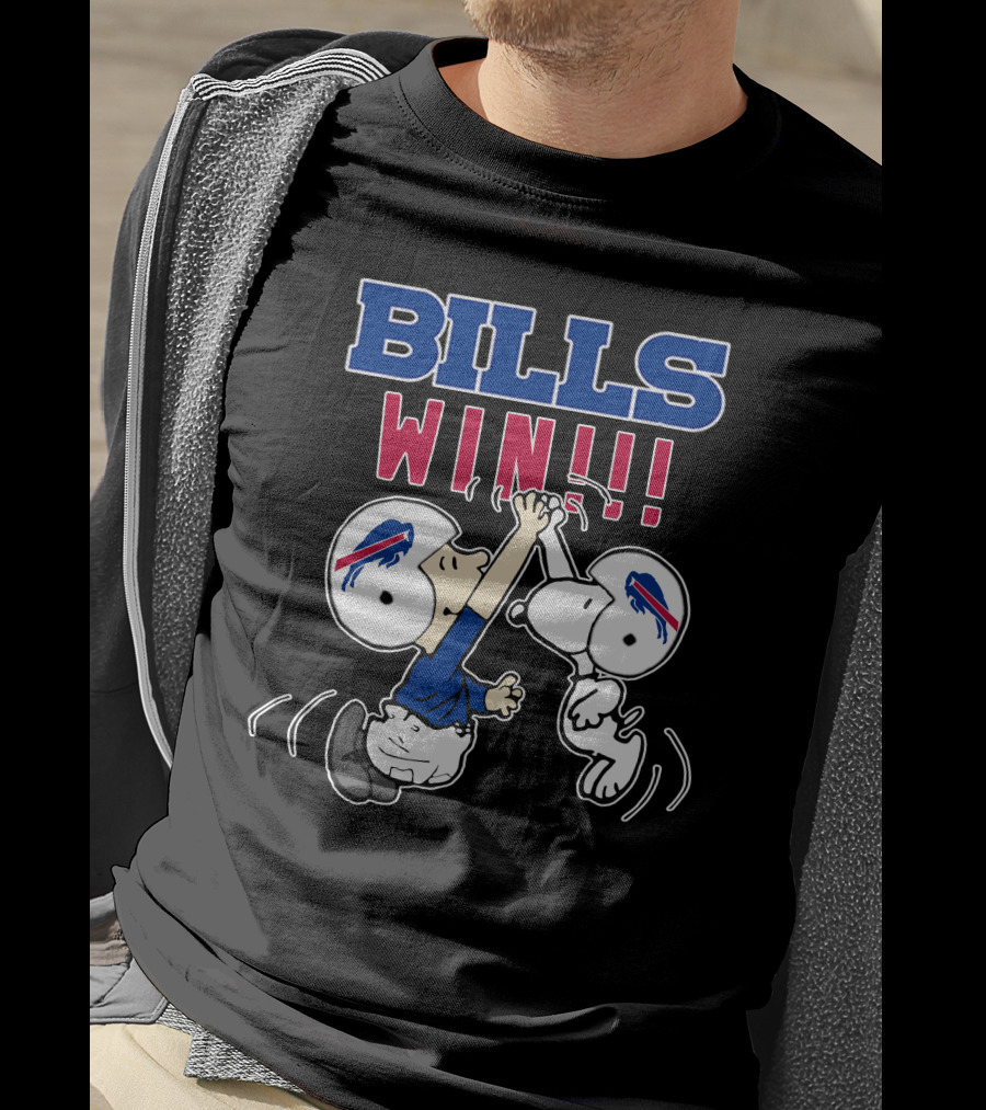 Bills Win!! Buffalo Bills Victory Iconic Celebration With Character Helmets T-Shirt