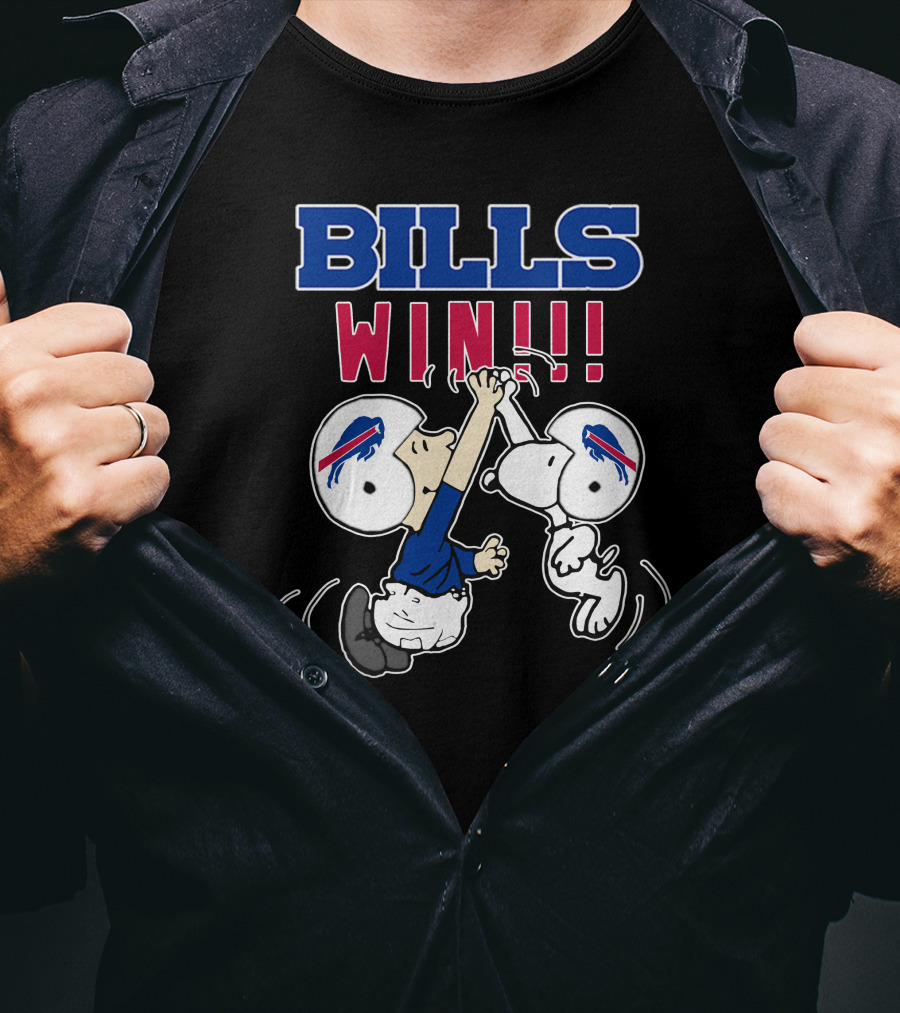 Bills Win!! Buffalo Bills Victory Iconic Celebration With Character Helmets T-Shirt