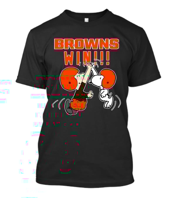 Browns Win!!! Peanuts Characters Celebrate Cleveland Victory T-Shirt