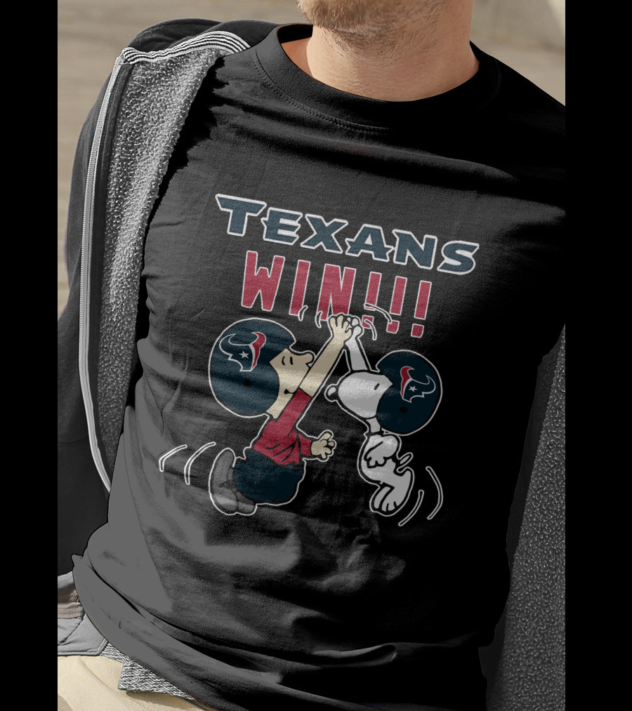 Texans Win Peanuts Characters Celebrate Houston Texans Victory T-Shirt