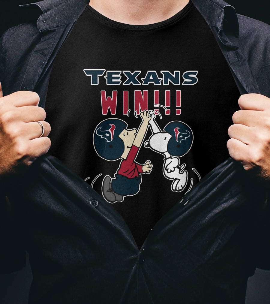 Texans Win Peanuts Characters Celebrate Houston Texans Victory T-Shirt