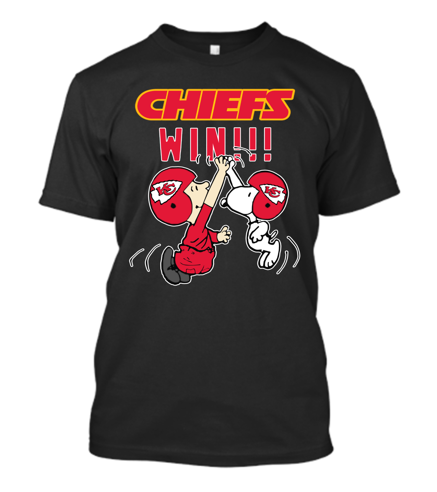 Chiefs Win!!! Kansas City Chiefs Helmet High-Five Football Celebration T-Shirt