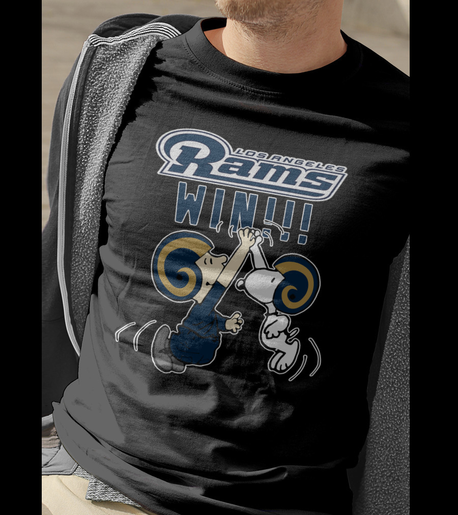 Los Angeles Rams Win Peanuts Characters High Five T-Shirt