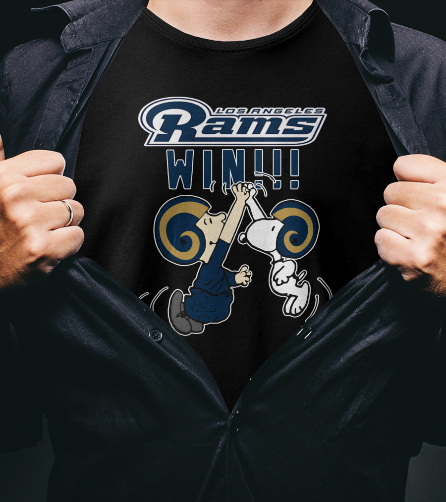 Los Angeles Rams Win Peanuts Characters High Five T-Shirt