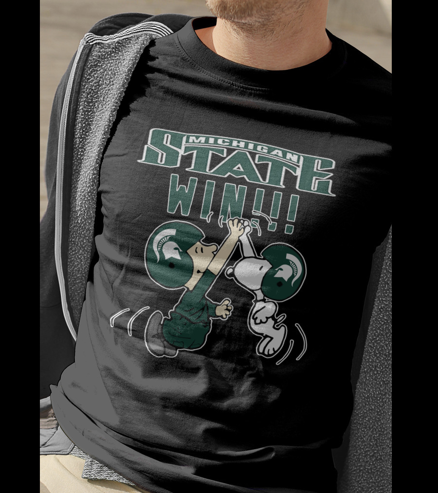 Michigan State Win Peanuts Characters High Five T-Shirt