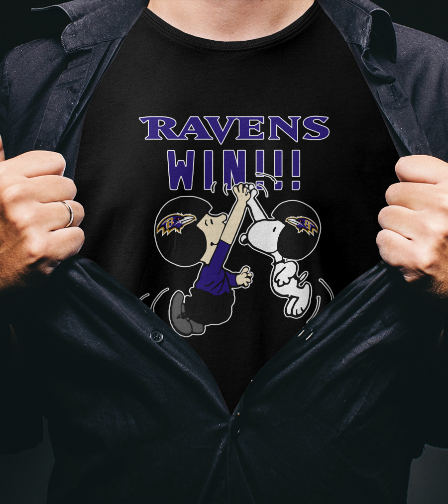 Ravens Win Baltimore Celebratory Iconic Characters High-Five T-Shirt