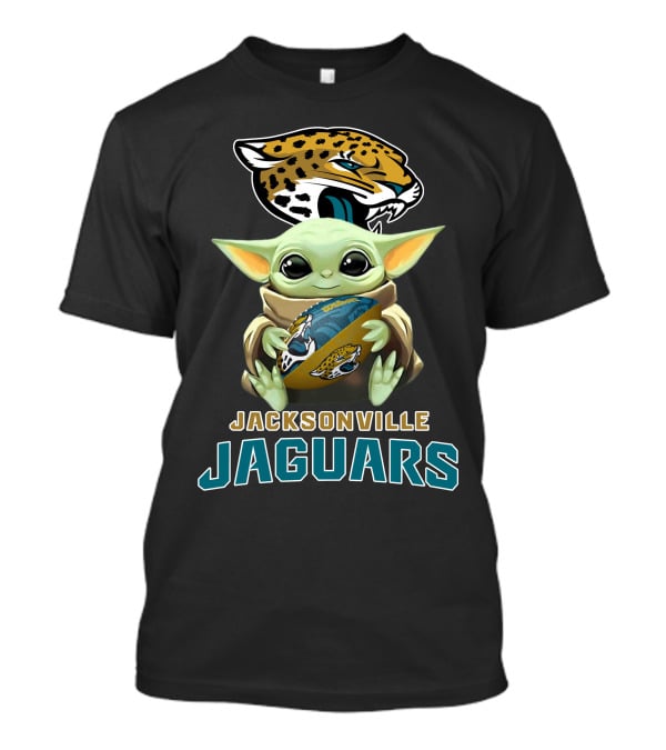 Jacksonville Jaguars Baby Yoda Holding Football With Team T-Shirt