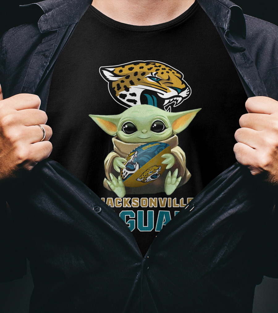 Jacksonville Jaguars Baby Yoda Holding Football With Team T-Shirt