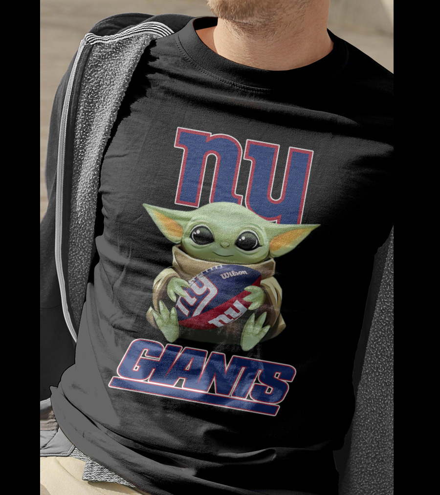 Ny Giants Baby Yoda Holding Football T-Shirt