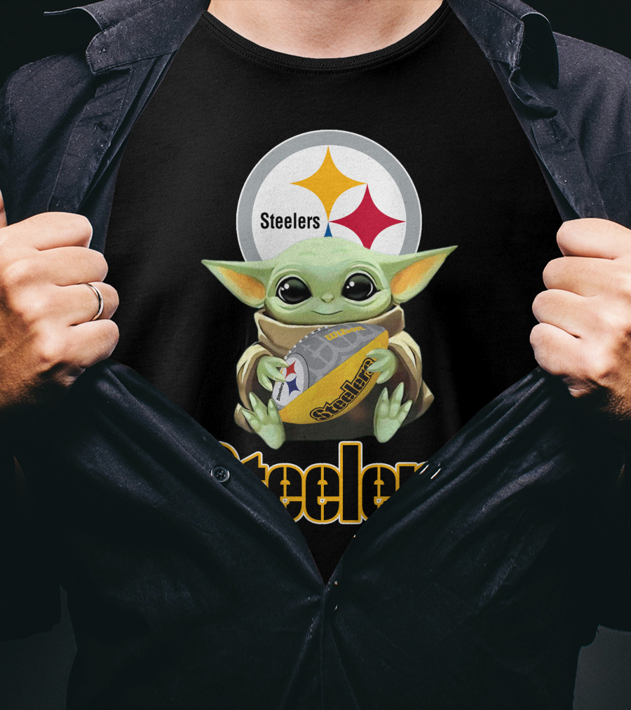 Steelers Baby Yoda Football Fan T-Shirt