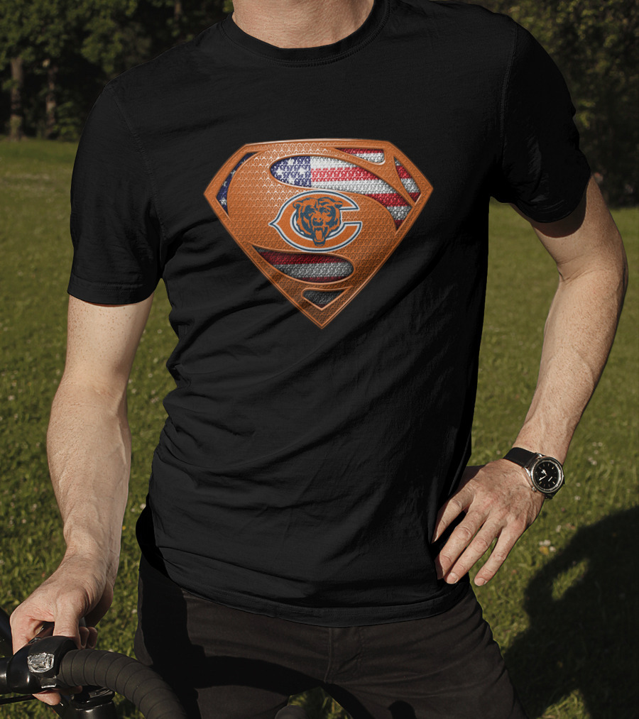 Chicago Bears Superman American Flag T-Shirt