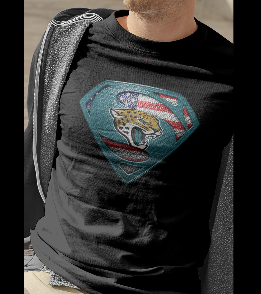 Jacksonville Jaguars Superman Logo American Flag T-Shirt