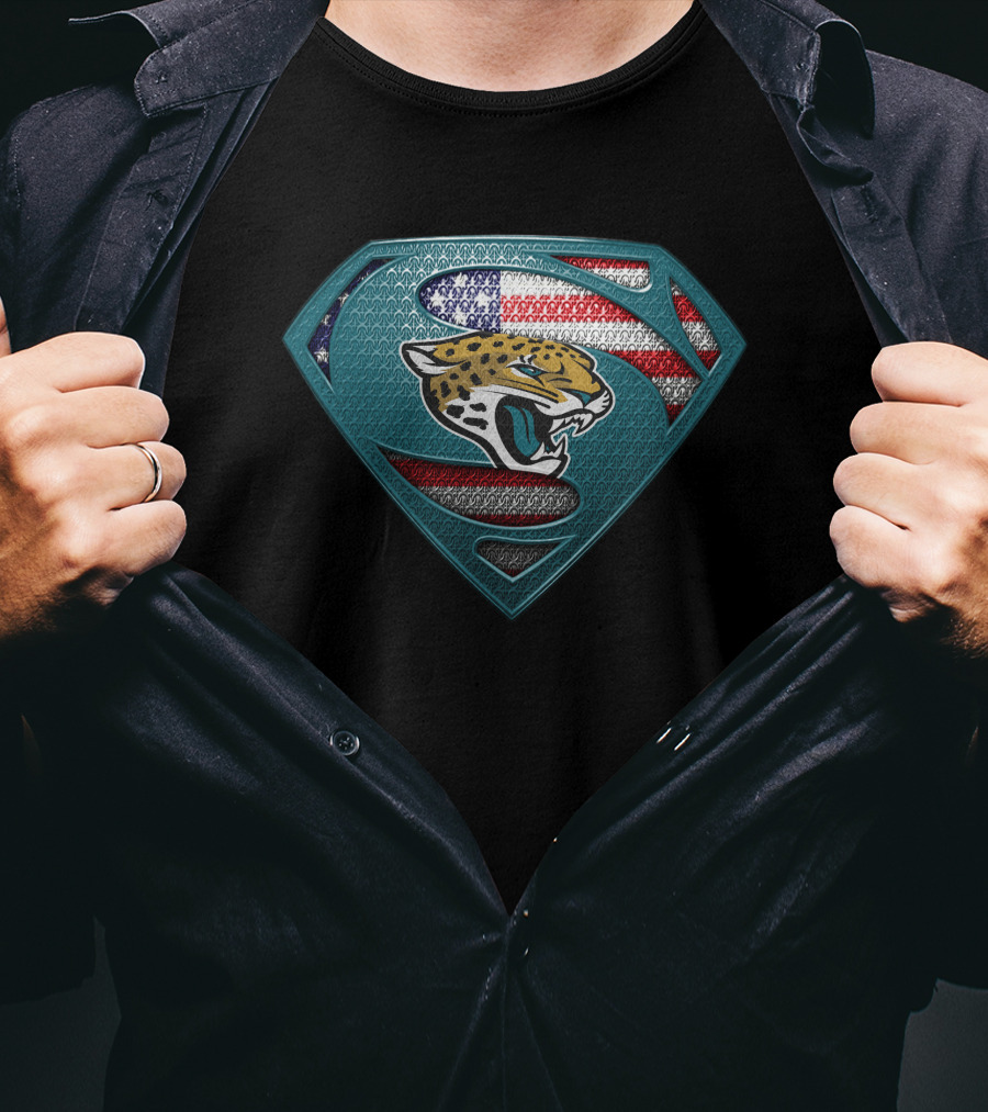 Jacksonville Jaguars Superman Logo American Flag T-Shirt