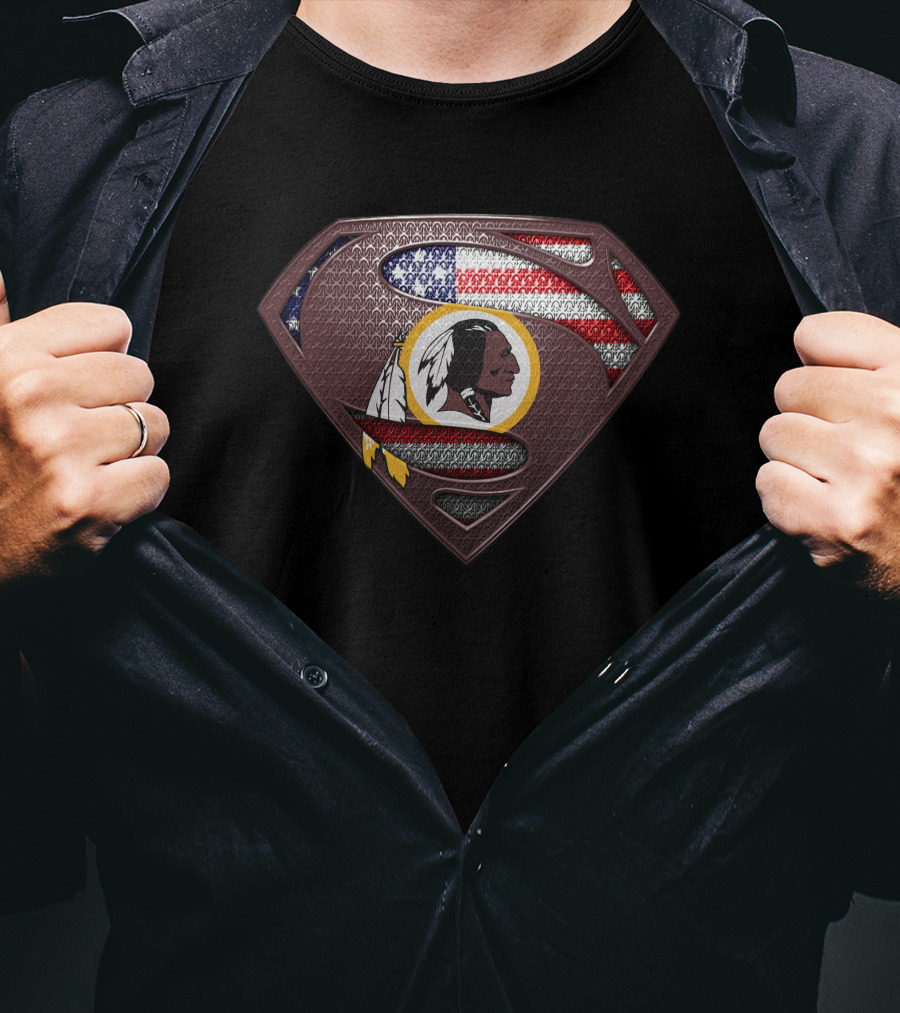 Washington Redskins Superman American Flag T-Shirt