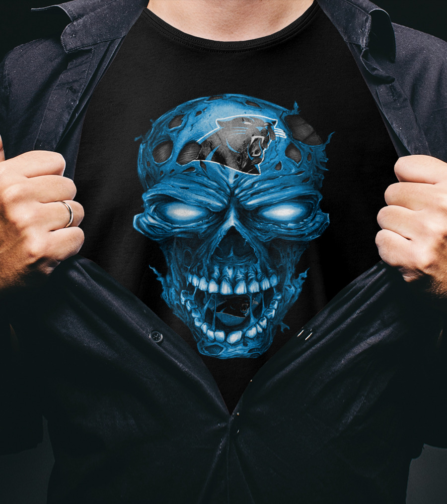 Carolina Panthers Skull Blue T-Shirt