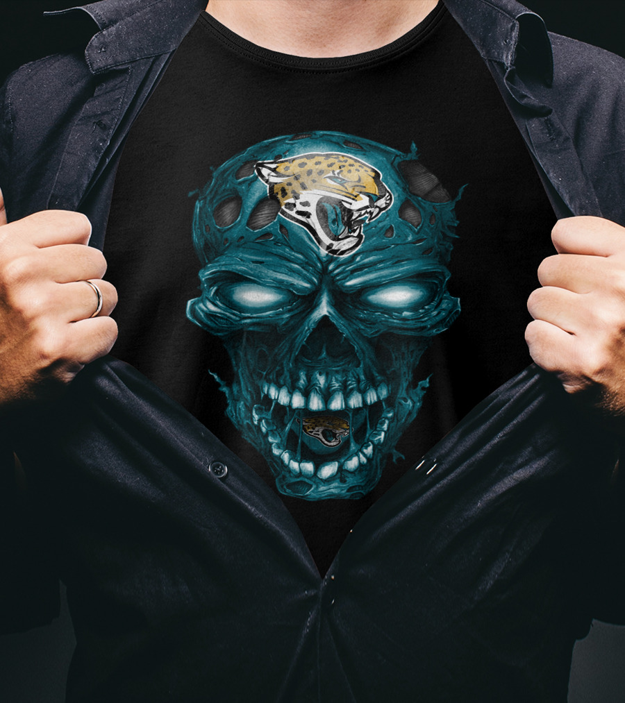 Jacksonville Jaguars Blue Skull With Team T-Shirt
