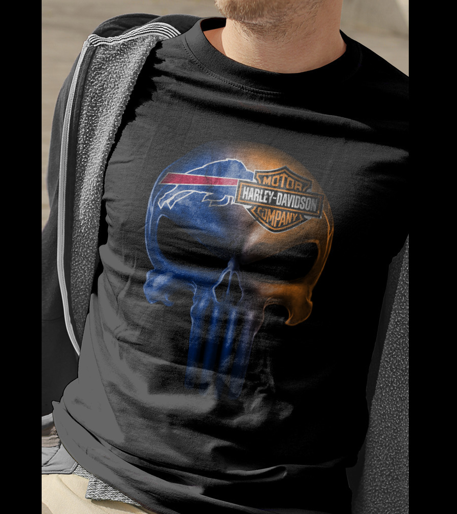 Buffalo Bills Skull Harley Davidson T-Shirt