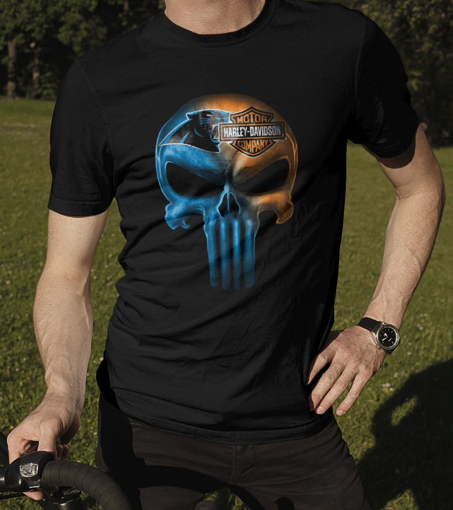 Carolina Panthers Skull Harley Davidson Motorcycle Company T-Shirt