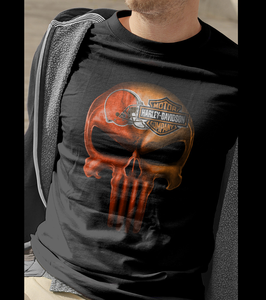 Cleveland Browns Skull Harley Davidson Company T-Shirt