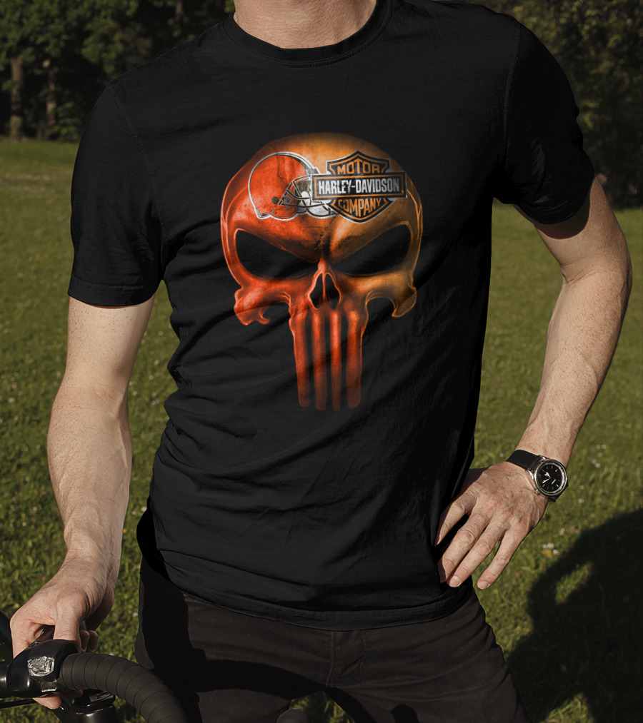 Cleveland Browns Skull Harley Davidson Company T-Shirt