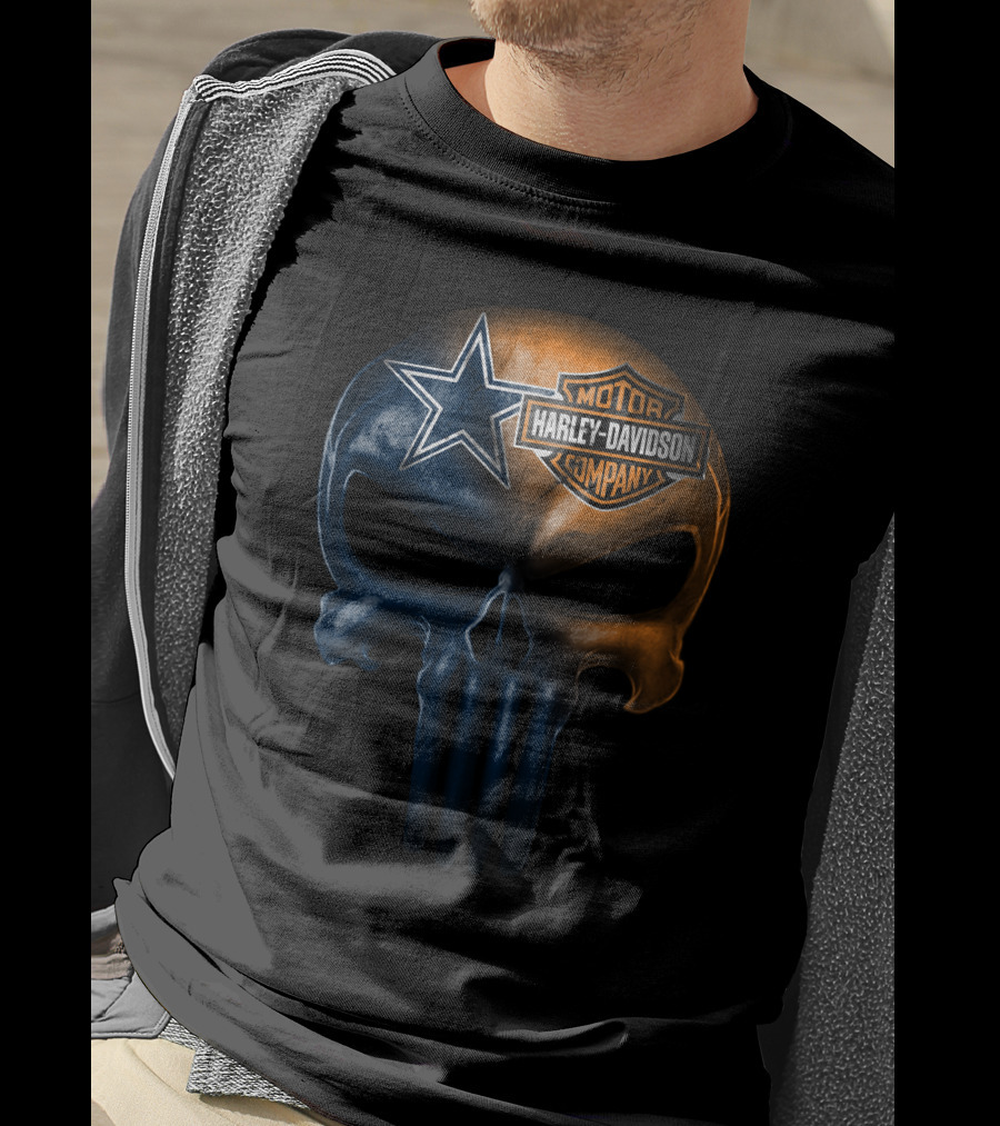 Dallas Cowboys Skull Harley Davidson Collaboration T-Shirt