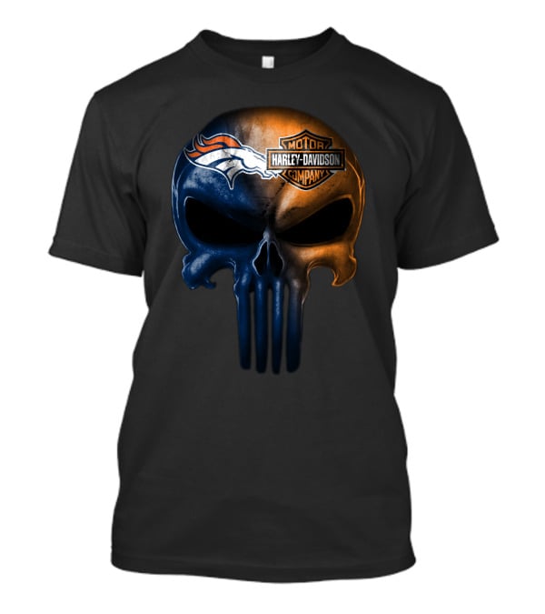 Denver Broncos Harley Davidson Skull T-Shirt