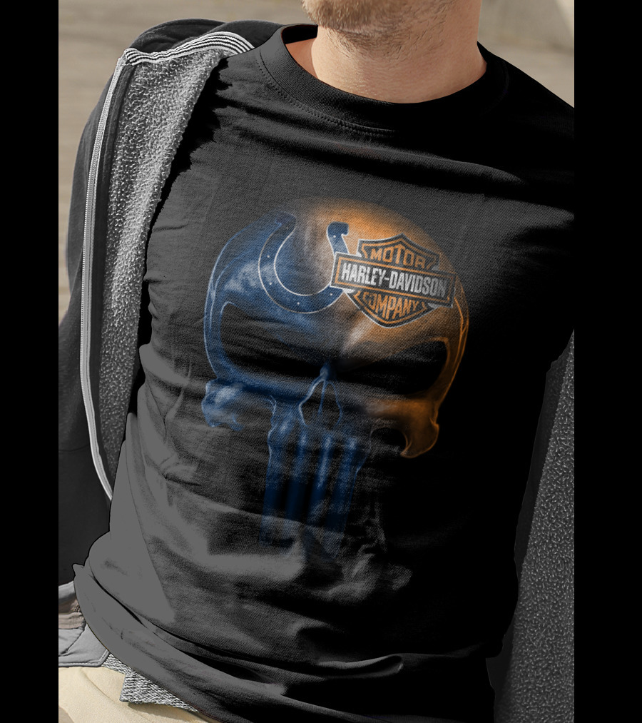 Indianapolis Colts Harley Davidson Skull 2 T-Shirt