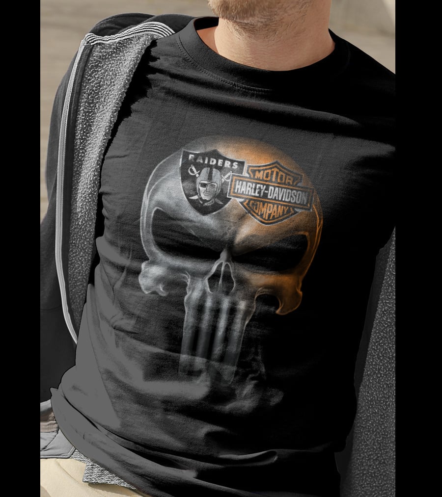 Las Vegas Raiders Harley Davidson Skull T-Shirt