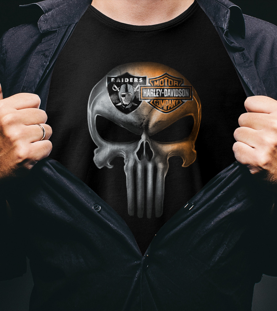 Las Vegas Raiders Harley Davidson Skull T-Shirt